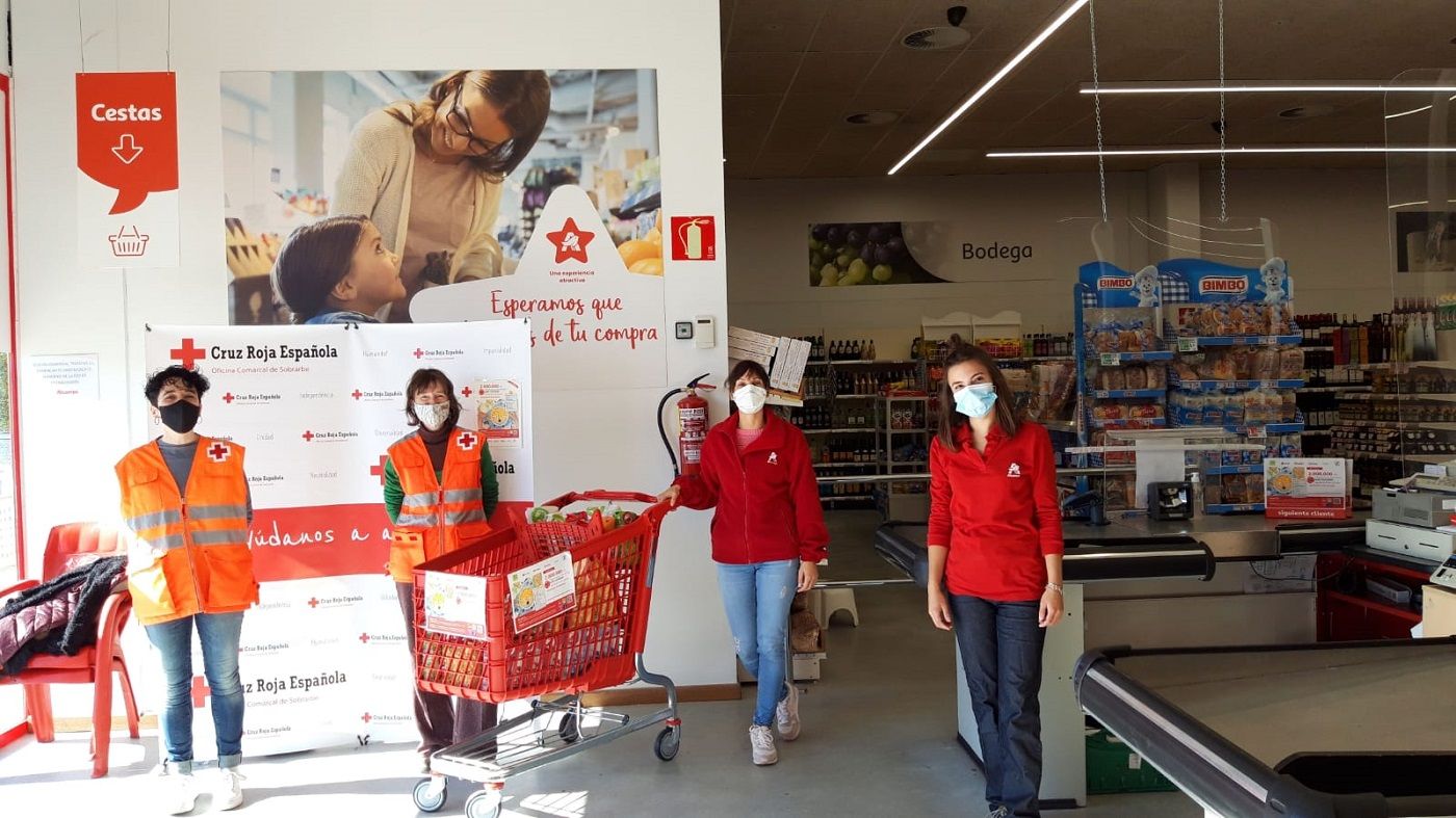 Cruz Roja Sobrarbe recoge 550 kilos de alimentos.